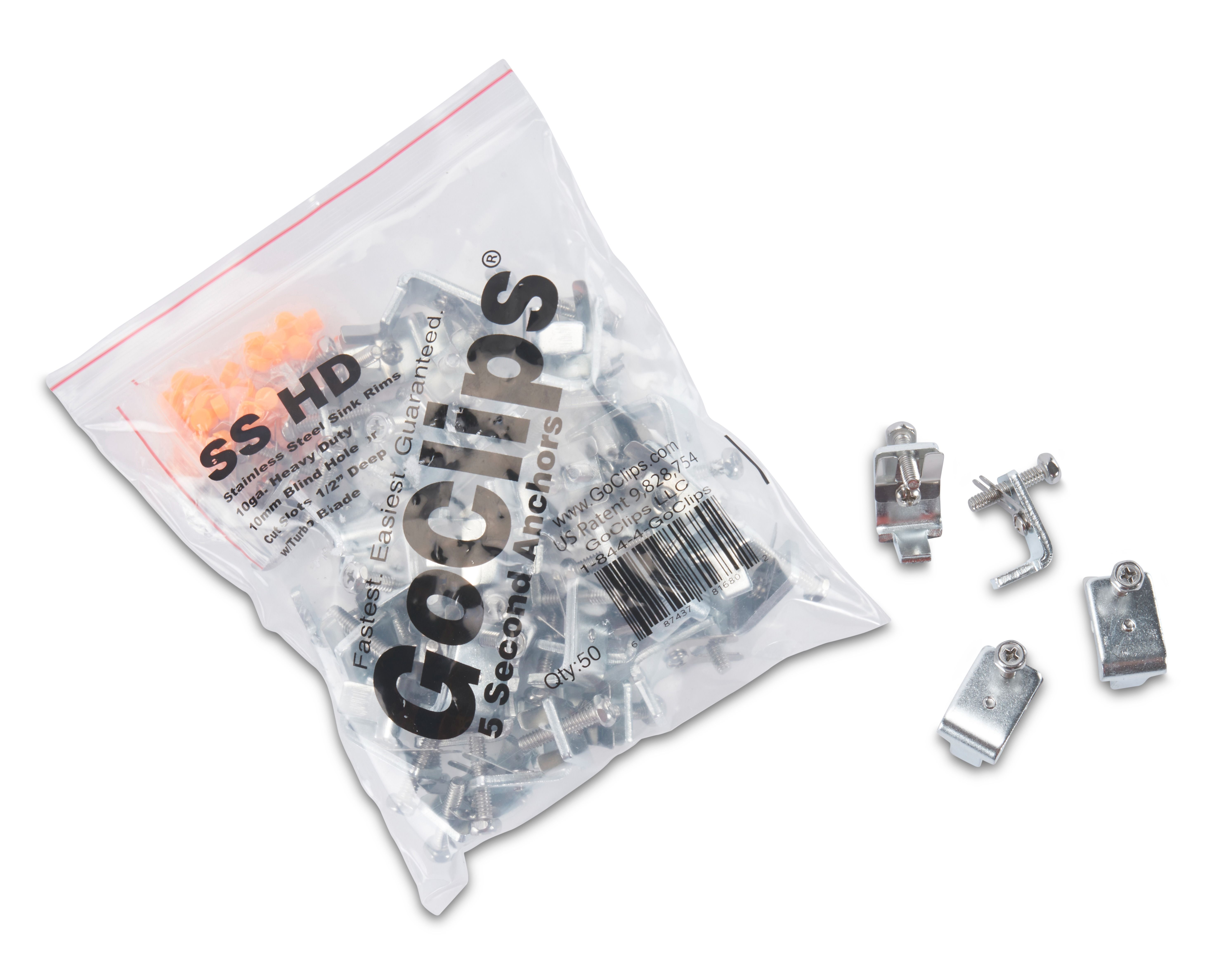 GUTS CHROME ピンテージスリップオン8600-0925 2本セット GO CLIPS SS-HD UNDERMOUNT SINK CLIPS (50 PER BAG) 0-1/8
