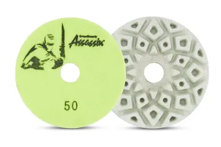 Assassin White Auto Edge Wheels for Flat Edges 5" QRS 50 Grit