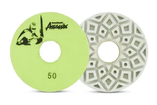 Assassin White Auto Edge Wheels for Flat Edges 6" QRS 50 Grit