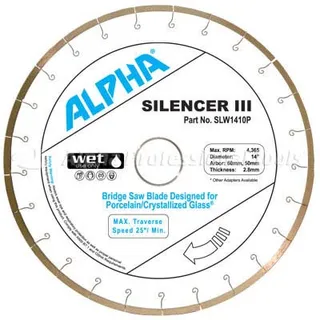 Alpha Silencer III Porcelain and Crystal Glass Blade 12", 1" Arbor