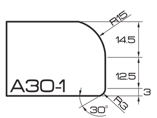 ADI UHS Profile A30-1 3cm 120 Series CNC Profile Wheels R=15mm