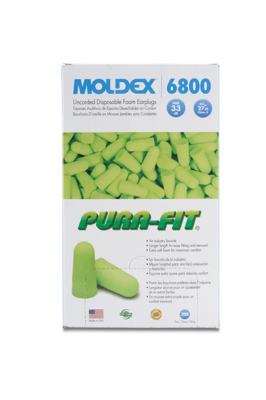 Moldex Pura-Fit 6800 Foam Earplugs - 200 Pair/Box