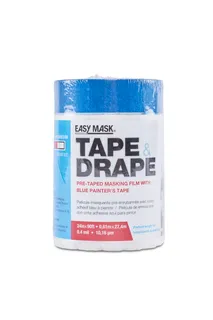 Pre-Taped Plastic Drop Cloth 2' x 90' Easy Mask Tape and Drape