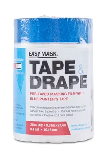 Pre-Taped Plastic Drop Cloth 2' x 90' Easy Mask Tape and Drape
