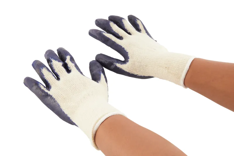 KNIT GLOVES WITH RUBBER PALM, MEDIUM, 1 PAIR, WHITE CUFF