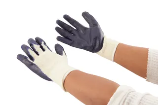 Knit Gloves With Rubber Palm Blue Cuff, Size XL, One Pair