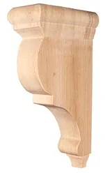 DuBois Carvings Traditional Wood Bracket Corbel 3"x6.5"x12", Rubberwood