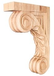 DuBois Carvings Carved Acanthus Wood Bar Bracket Corbel 2-5/8x9x13-1/8, RubberWood