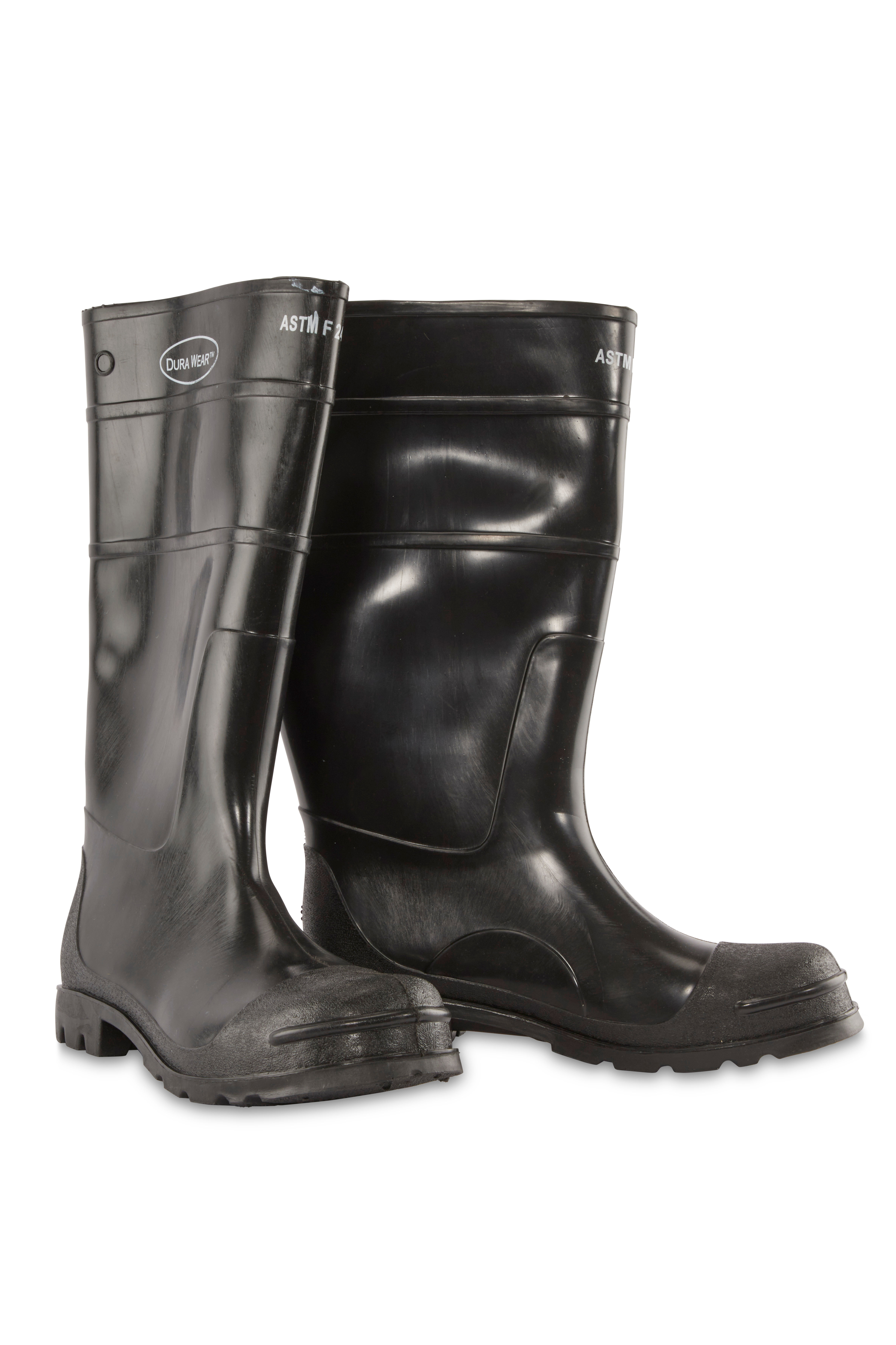 White steel toe rubber boots clearance