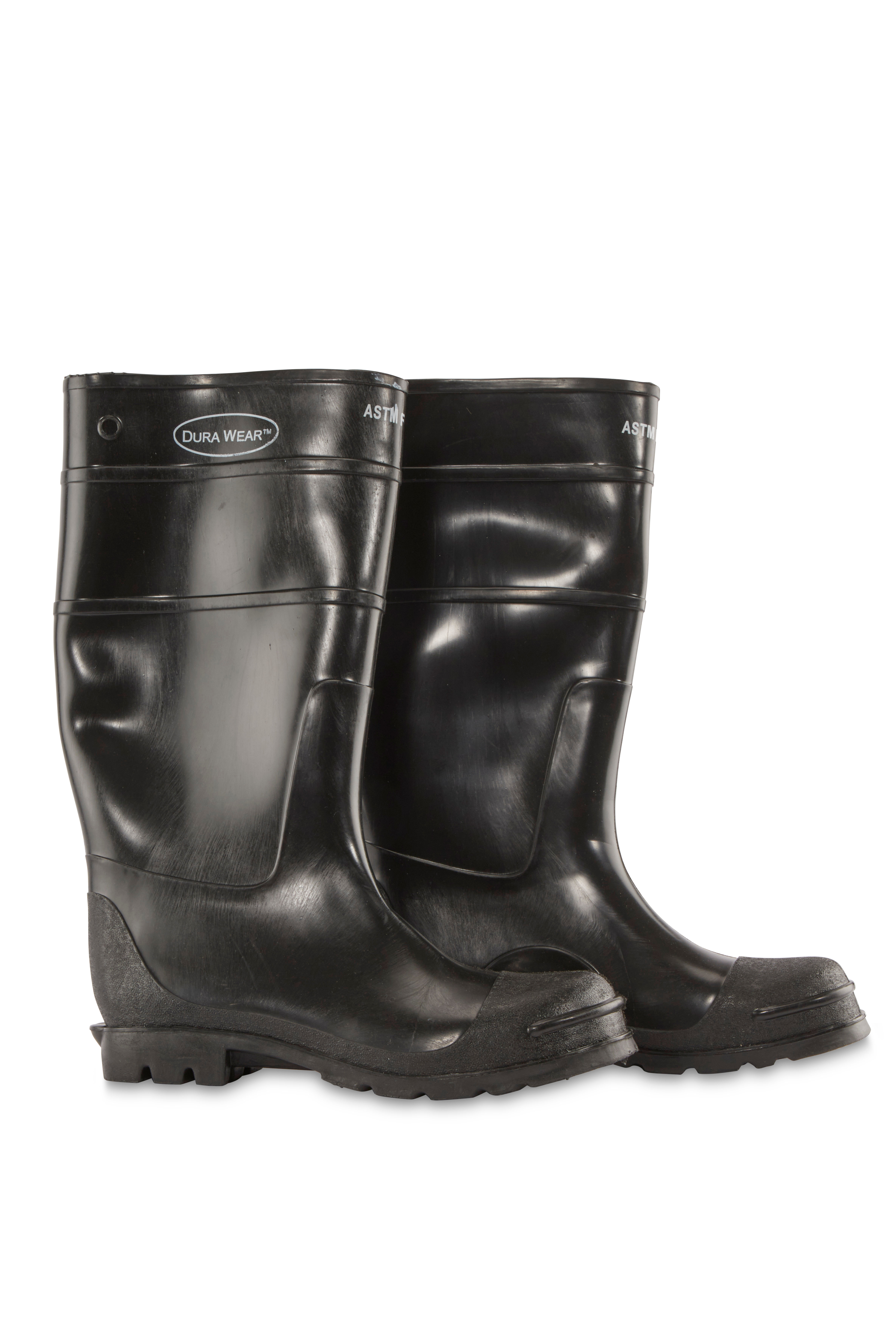 Black Steel Toe Rubber Boots Size 9