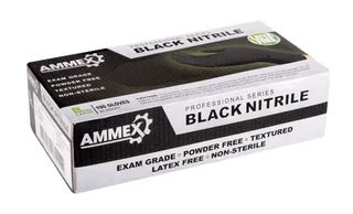 Ammex Ntirile Powder Free Gloves Black, Medium, Box of 100