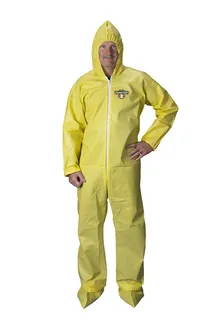 Lakeland ChemMax Yellow Hazmat Coverall with Hood and Booties, XL, Case of 12