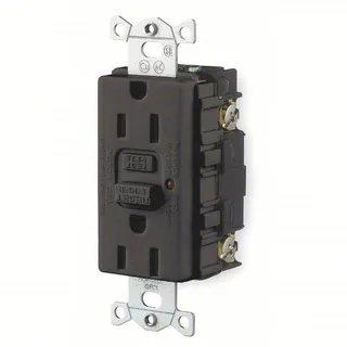 Hubbell Duplex Receptacle with GFCI, 15A, Black