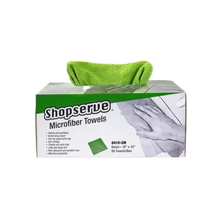 Shopserve® SmartRags Microfiber Towels in Dispensing Box, 12" x 12", Box Of 50, Green