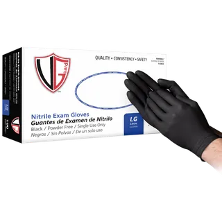 Vanguard Black Nitrile Gloves 7mil, XL, Box of 100