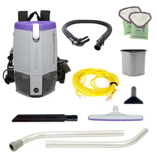 ProTeam Super Coach 6 Backpack HEPA Vacuum with Two Piece Wand Tool Kit