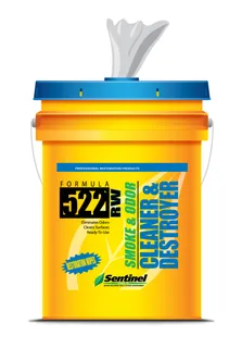 Sentinel 522 Smoke and Odor Cleaner and Destroyer Wipes, Bucket