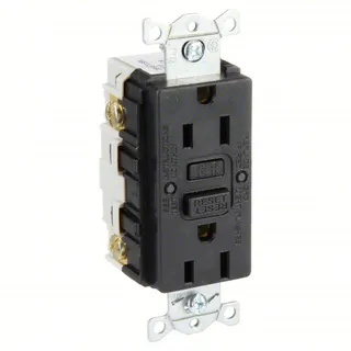 Hubbel GFCI Receptacle Duplex 15amp, Black