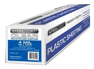 Petoskey Plastics Steelcoat Plastic Sheeting, Clear 4mil 10' x 100'