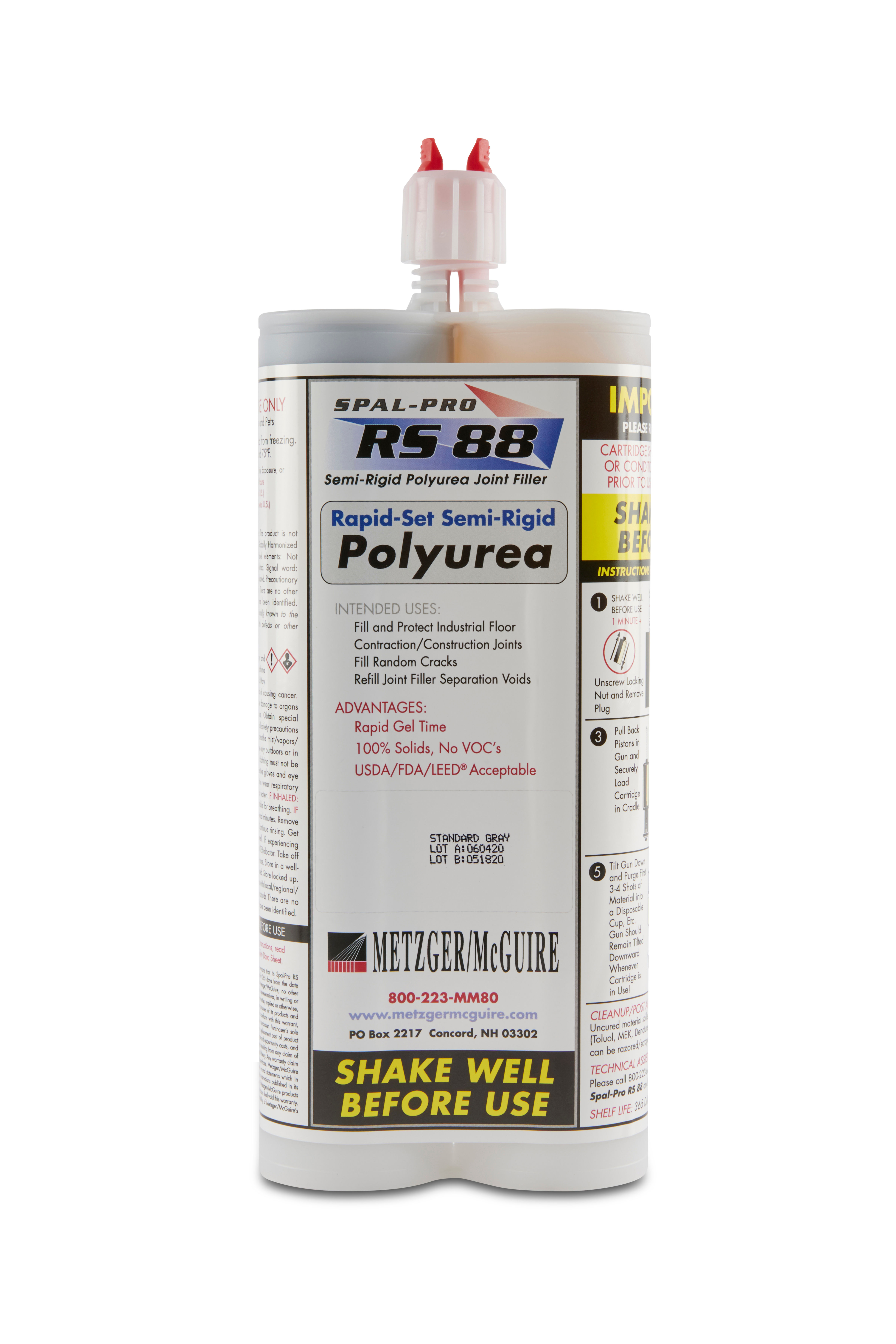 RS-88 RAPID SET POLYUREA 600ML CART., STANDARD GRAY