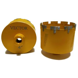 Vector Dry Core Bit Yellow 4" Turbo Segment 5/8"-11