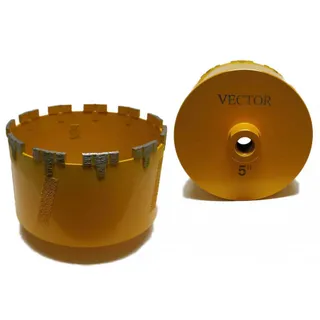Vector Dry Core Bit Yellow 5" Turbo Segment 5/8"-11