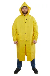 Raincoat with Detachable Hood 49" Long .35mm PVC, XL