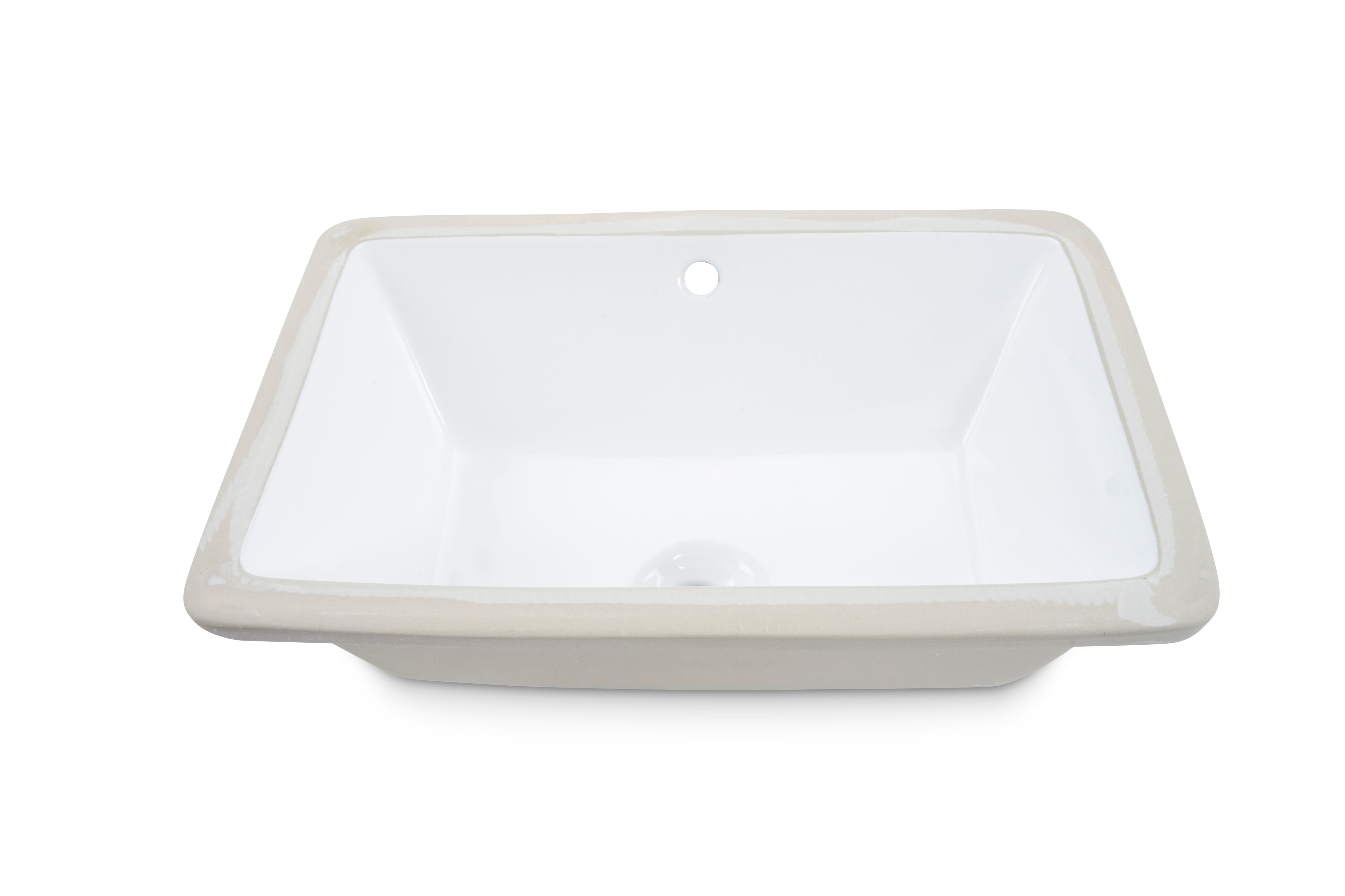 Oliveto Porcelain Undermount Sink, White Rectangle, 18 5/8