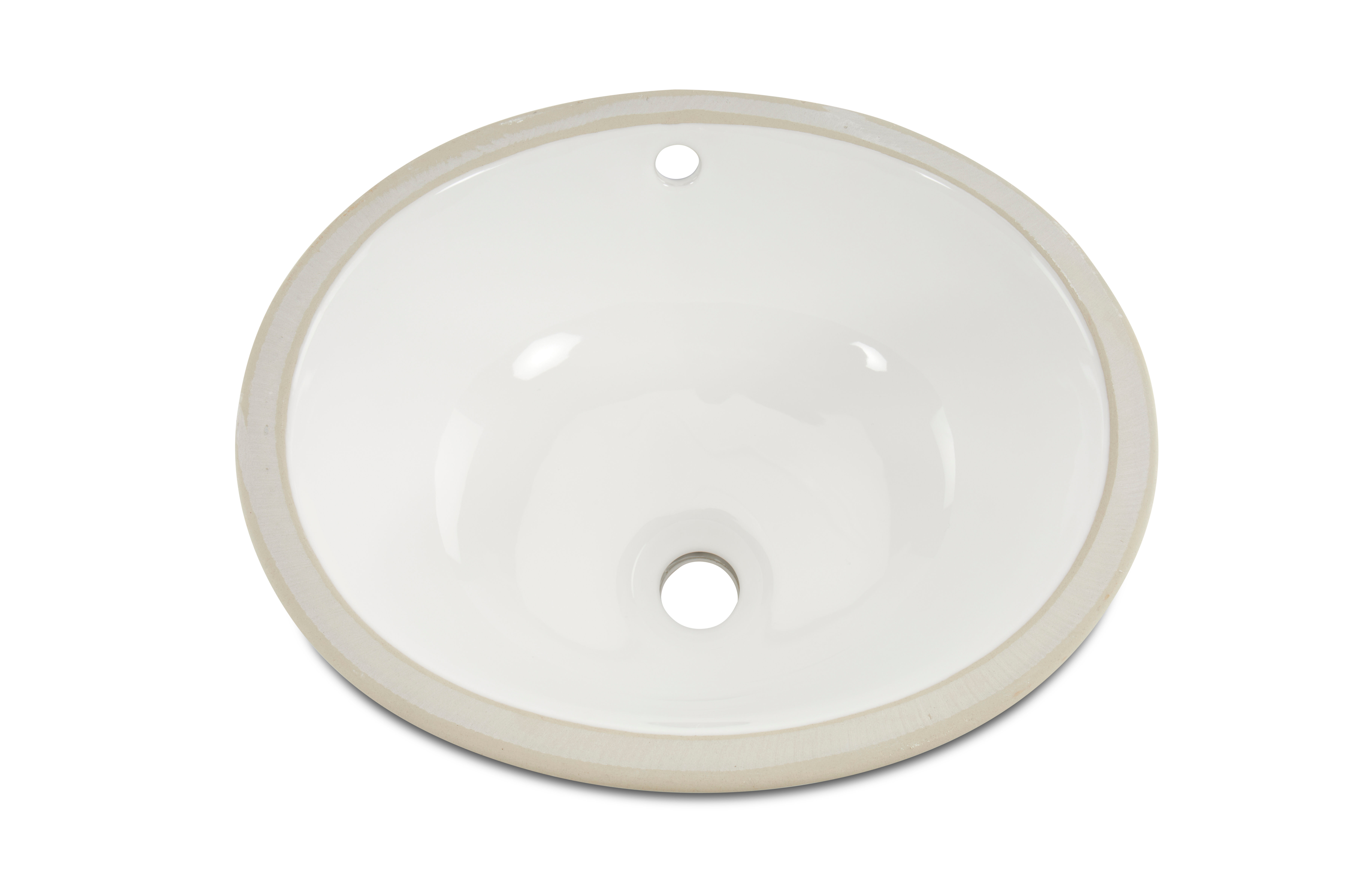 Oliveto Porcelain Undermount Sink, White Oval, 14 3/4