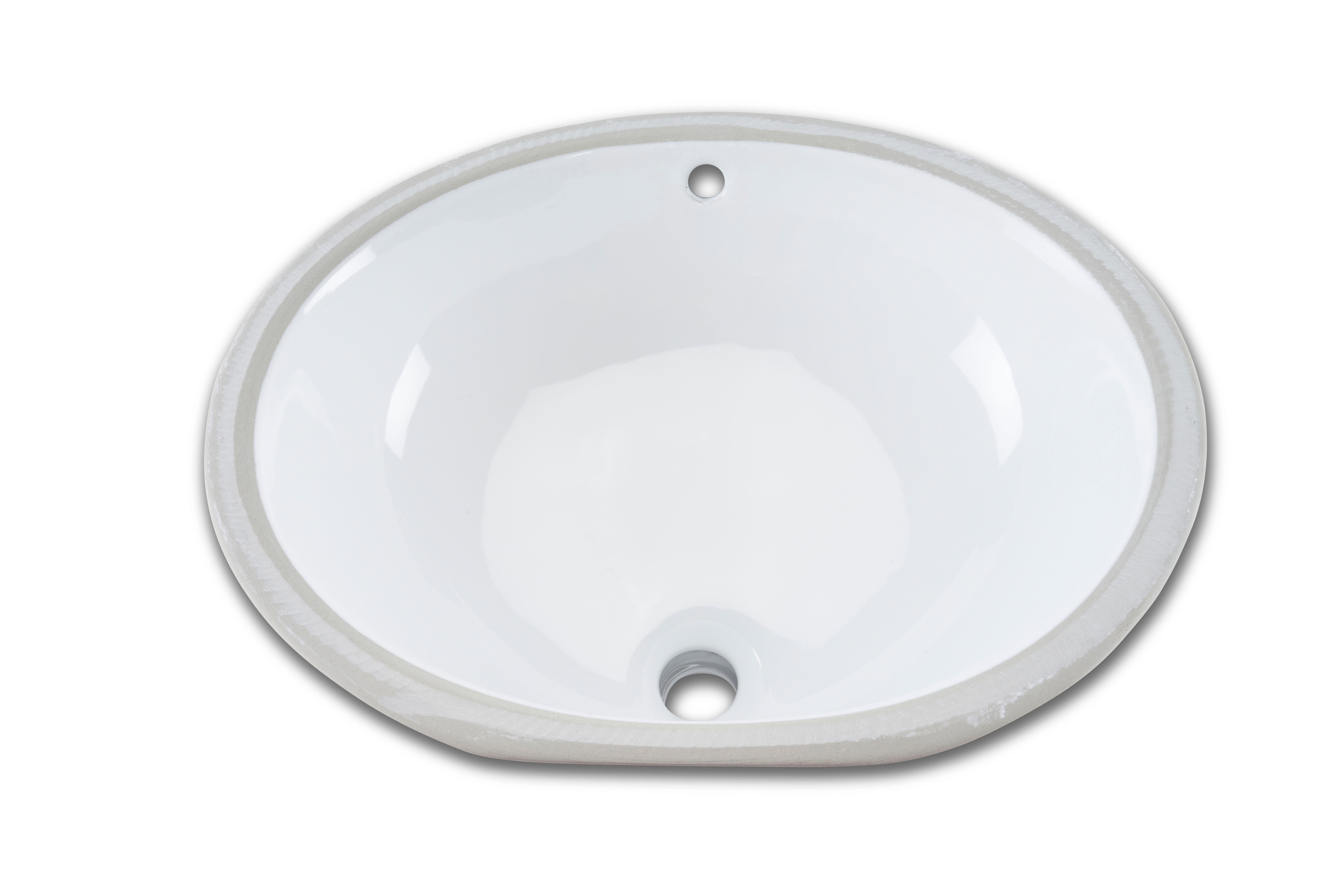 Oliveto Porcelain Undermount Sink, White Oval, 17 3/8