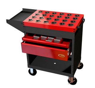 Huot Toolscoot Limited Rolling Tool Cart, 24 Tool Capacity, 40 Taper With Two Storage Drawers