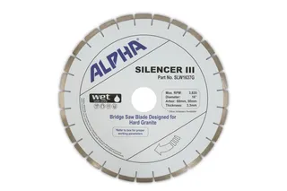 Alpha Silencer Bridge Saw Blade 16" Hard Granite 50/60mm Arbor