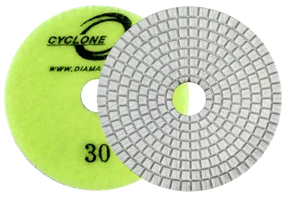 Cyclone Engineered Stone White Polishing Pad 4" 30 Grit