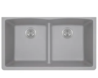 Revere 50/50, Low Divide Silver Undermount Granite Sink