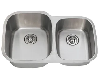 Revere Stainless Steel Undermount Sink 18 Gauge 60/40 32"x 20 3/4" 2017