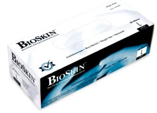 Bioskin Blue Powder Free Latex Gloves, Size Medium, Box of 50