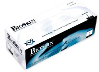 Bioskin Blue Powder Free Latex Gloves, Size Large, Box of 50
