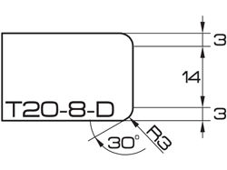 ADI UHS Profile T20-8-D 2cm 20 Series CNC Whls. 20mm dia. 1/2&quot; Gas R=3.5