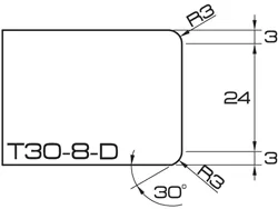 ADI UHS Profile T30-8-D 3cm 20 Series CNC Whls. 20mm dia. 1/2" Gas R=3.5
